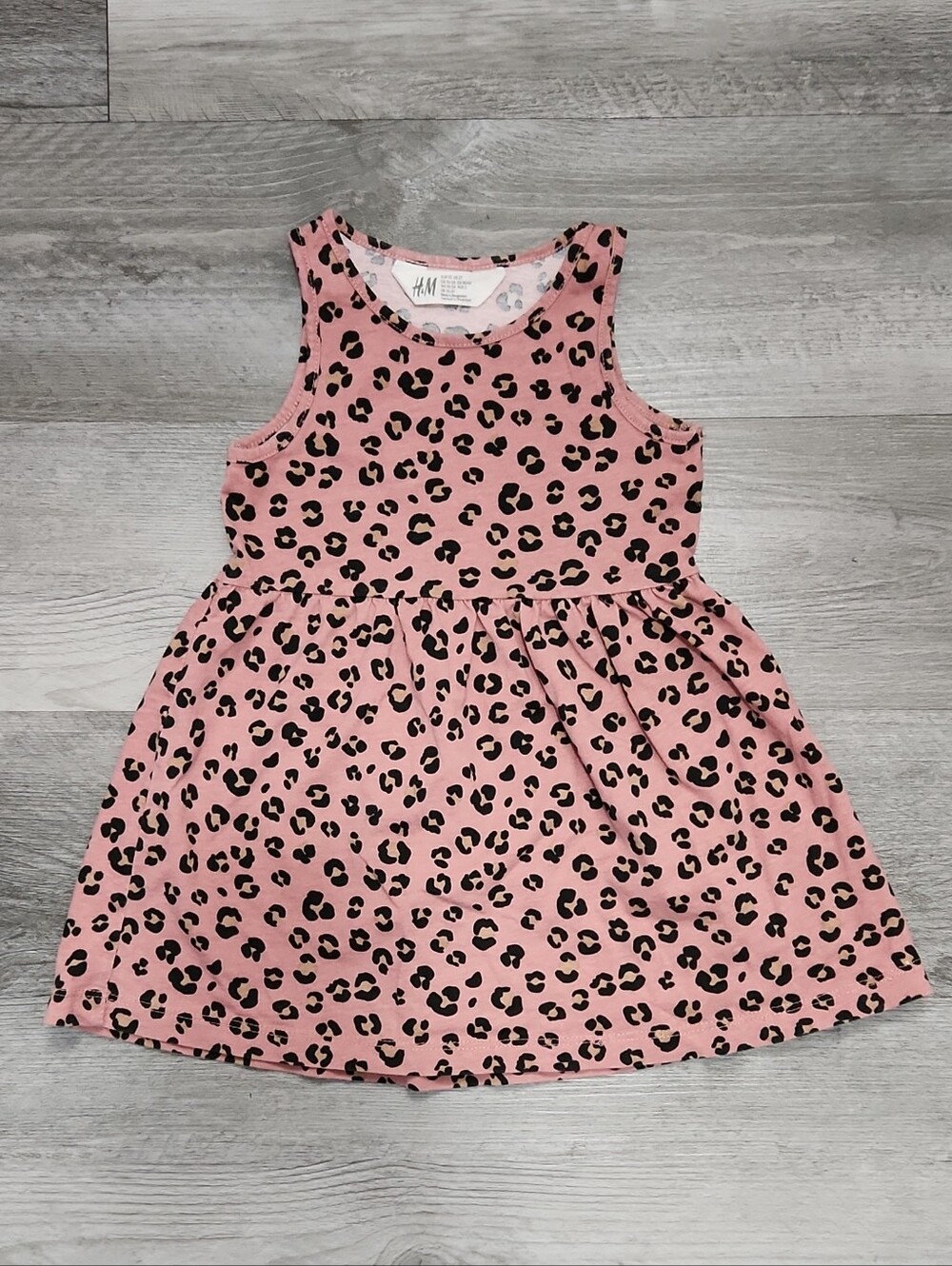 H&M Pink Leopard Print Sleeveless Summer Tank Dress Baby Girl Size 2T
